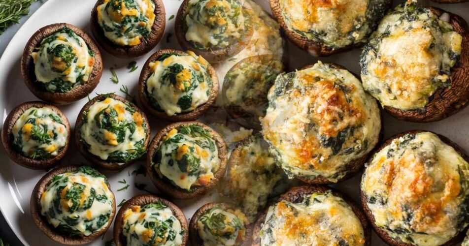 Creamy Spinach Stuffed Mushrooms Recipe: A Delectable Vegetarian Appetiser