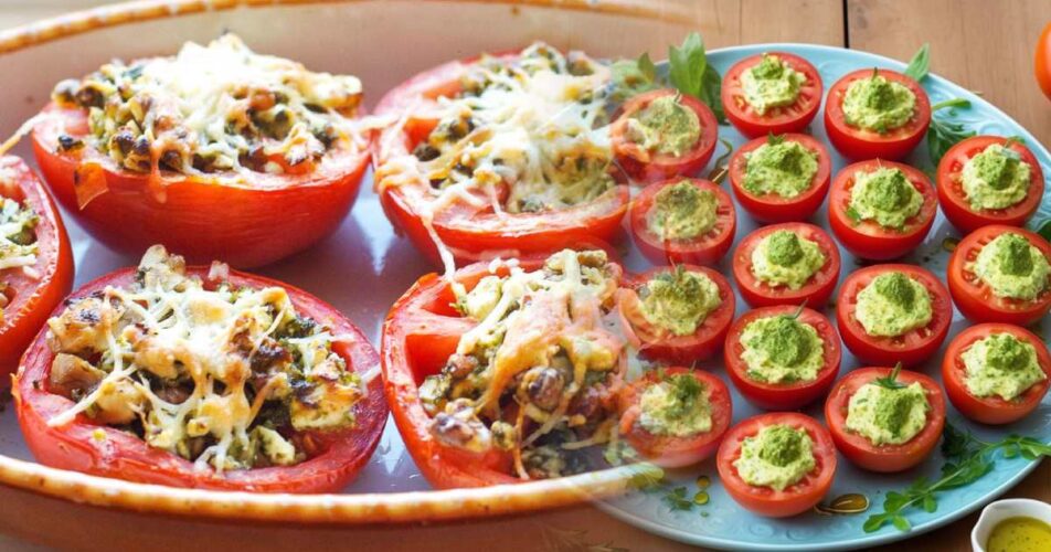 Receta de Tomates Rellenos de Pesto Cremoso: Un Plato Vegetariano Exquisito